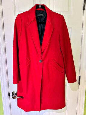 Zara Red Long Coat Size Small Like New